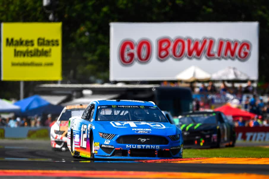Team Penske's Ryan Blaney had to start from the back in NASCAR Cup Series action at Watkins Glen. Team Penske's Ryan Blaney had to start from the back in NASCAR Cup Series action at Watkins Glen.